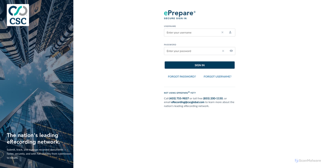 Security scan screenshot of https://ep.erecording.com