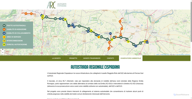 Security scan screenshot of https://www.autostradaregionalecispadana.it/it/