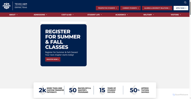 Security scan screenshot of https://tamuct.edu