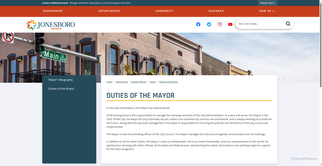 Security scan screenshot of https://www.jonesboroar.gov/471/Duties-of-the-Mayor
