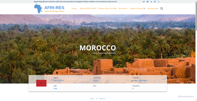 Security scan screenshot of https://afri-res.uneca.org/index.php/country-profile/ma/morocco