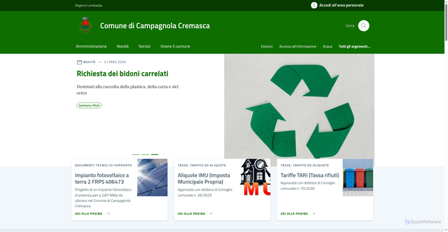 Security scan screenshot of https://www.comune.campagnolacremasca.cr.it