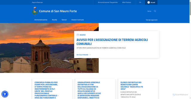 Security scan screenshot of https://www.comune.sanmauroforte.mt.it