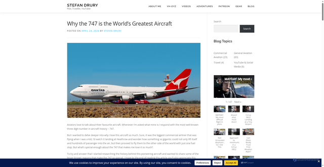 Security scan screenshot of https://www.stef747.com/commercial-aviation/why-the-747-is-the-worlds-greatest-aircraft/