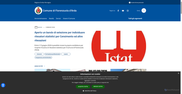 Security scan screenshot of https://www.comune.fiorenzuola.pc.it
