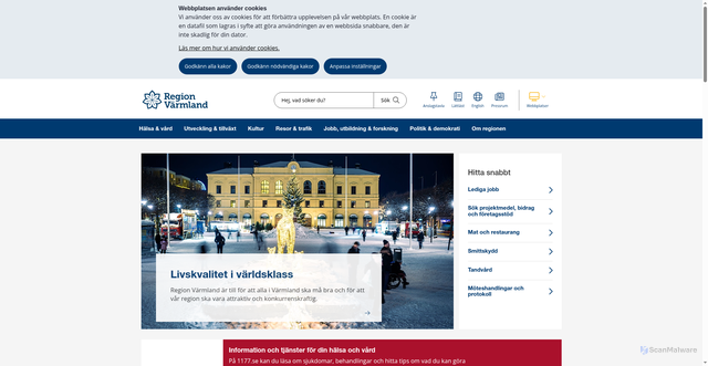 Security scan screenshot of https://www.regionvarmland.se