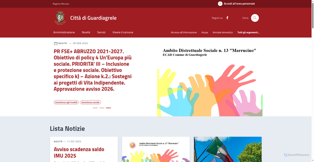 Security scan screenshot of https://comune.guardiagrele.ch.it/