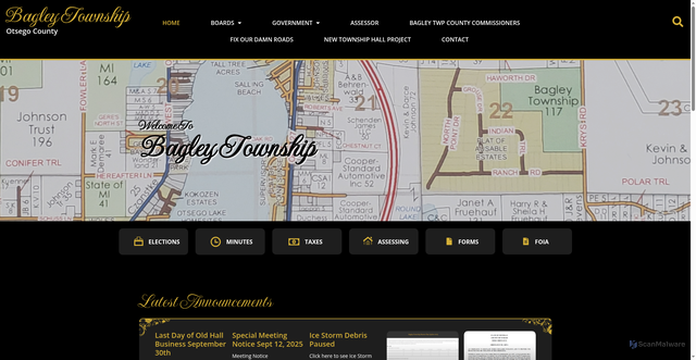 Security scan screenshot of https://bagleytownshipmi.gov/