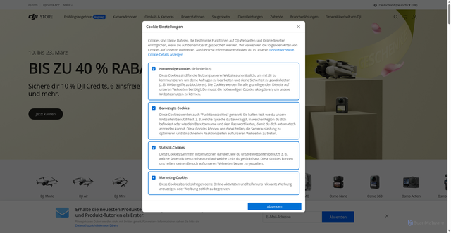 Security scan screenshot of https://m.dji.com