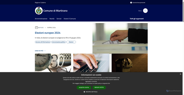 Security scan screenshot of https://www.comune.martirano.cz.it