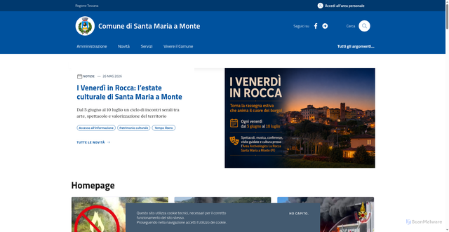 Security scan screenshot of https://www.comune.santamariaamonte.pi.it