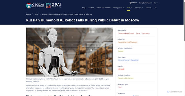 Security scan screenshot of https://oecd.ai/fr/incidents/2025-11-12-6bbd