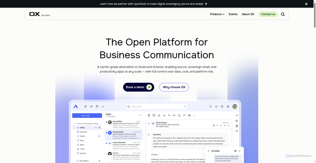 Security scan screenshot of https://open-xchange.com