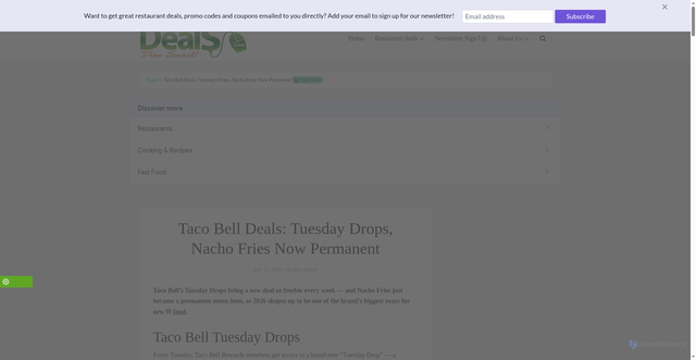 Security scan screenshot of https://www.eatdrinkdeals.com/taco-bell-coupons-freebies/