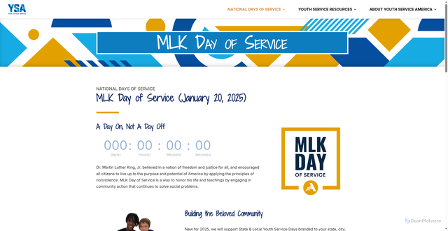 Security scan screenshot of https://youthserviceamerica.org/days/mlkday/
