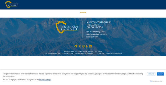 Security scan screenshot of https://www.sbcountyatc.gov/
