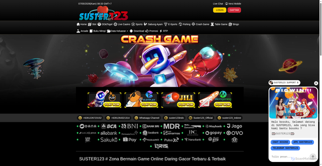 Security scan screenshot of https://santunsuster123ndx.xyz/desktop/game/crashgame/pragmaticplay