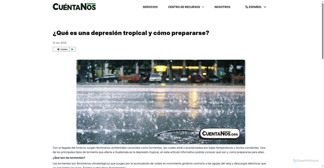 Security scan screenshot of https://guatemala.cuentanos.org/es-es/articles/19477031851933
