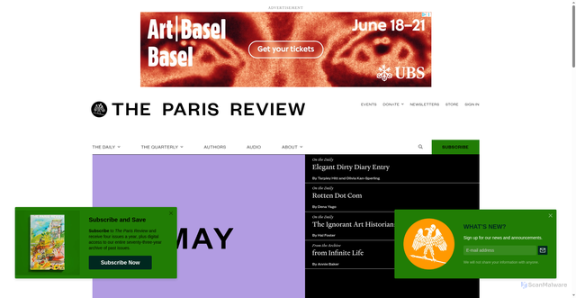 Security scan screenshot of https://theparisreview.org