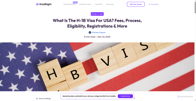 Security scan screenshot of https://gradright.com/what-is-the-h-1b-visa-for-usa/