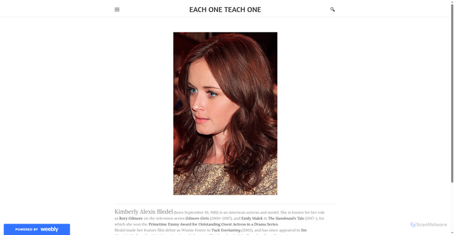 Security scan screenshot of https://eachoneteachoneshadow.weebly.com/alexis-bledel.html