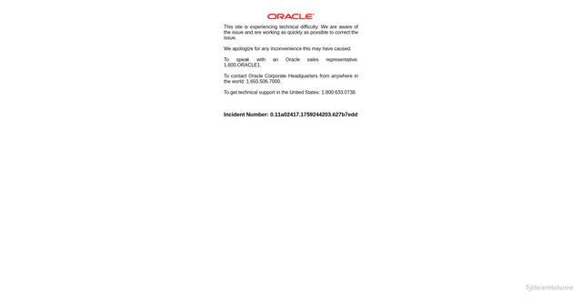 Security scan screenshot of https://oracle.com/