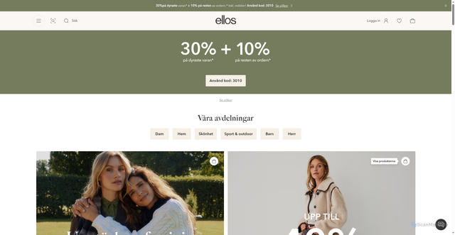 Security scan screenshot of https://ellos.se
