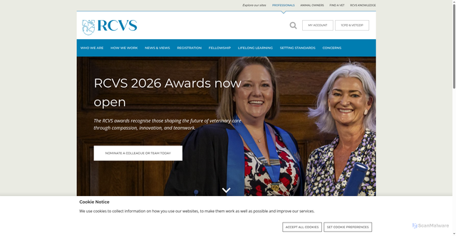Security scan screenshot of https://www.rcvs.org.uk/home/