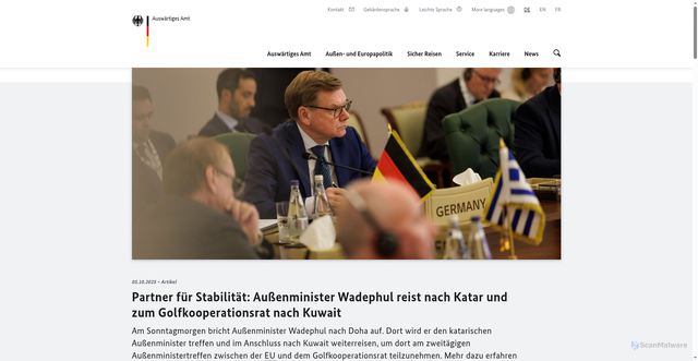 Security scan screenshot of https://www.auswaertiges-amt.de/