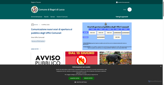 Security scan screenshot of https://www.comunebagnidilucca.com