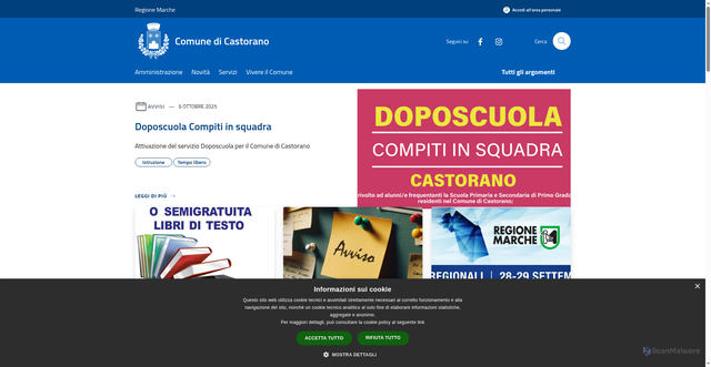 Security scan screenshot of https://www.comune.castorano.ap.it/it