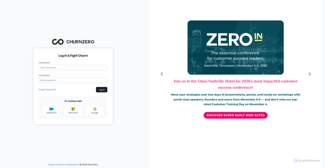 Security scan screenshot of https://medtrainer.us2app.churnzero.net