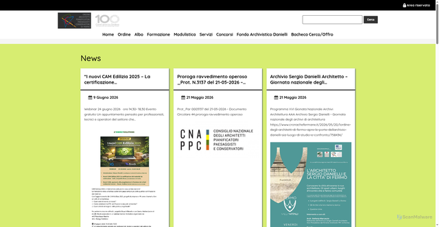 Security scan screenshot of https://www.architettifermo.it/