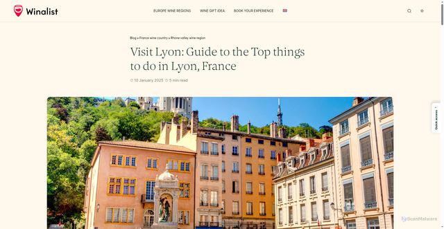 Security scan screenshot of https://www.winalist.com/blog/travel-france/rhone-valley/visit-lyon