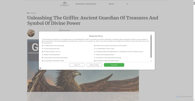 Security scan screenshot of https://www.richardalois.com/symbolism/griffin-symbolism