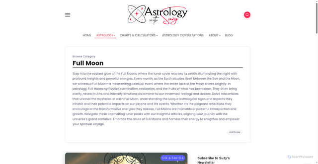 Security scan screenshot of https://astrologywithsuzy.com/topics/astrology/full-moon/