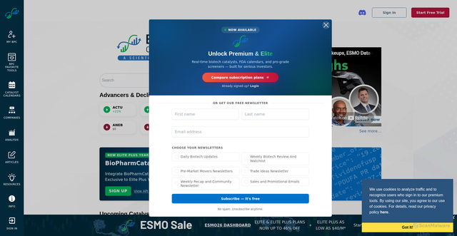 Security scan screenshot of https://biopharmcatalyst.com