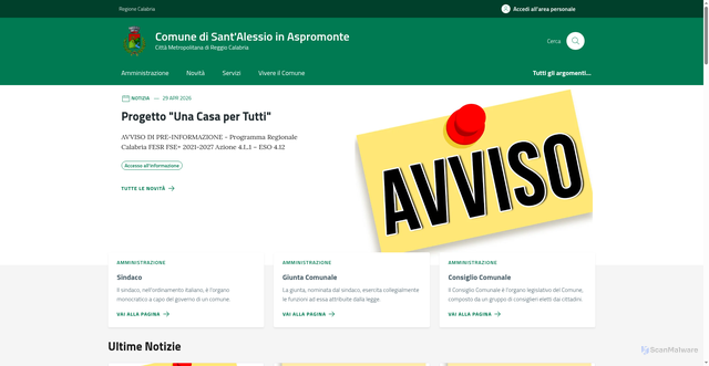 Security scan screenshot of https://www.comune.santalessioinaspromonte.rc.it