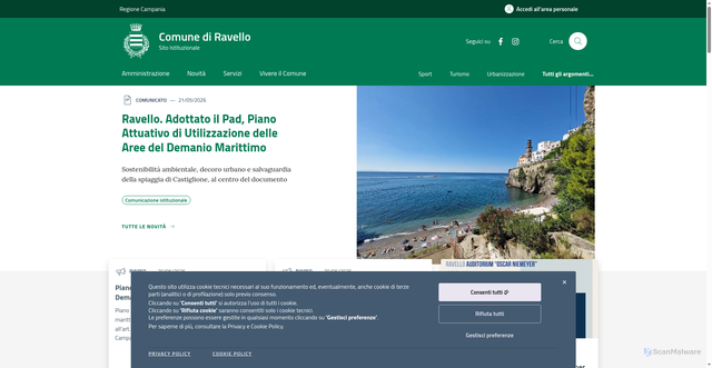 Security scan screenshot of https://www.comune.ravello.sa.it