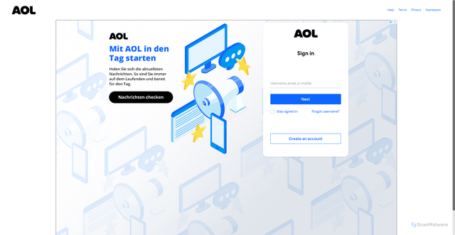 Security scan screenshot of https://xobni.mail.aol.com