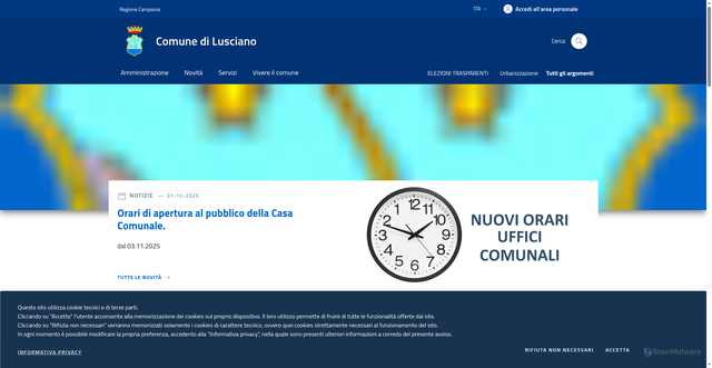 Security scan screenshot of https://www.comune.lusciano.ce.it