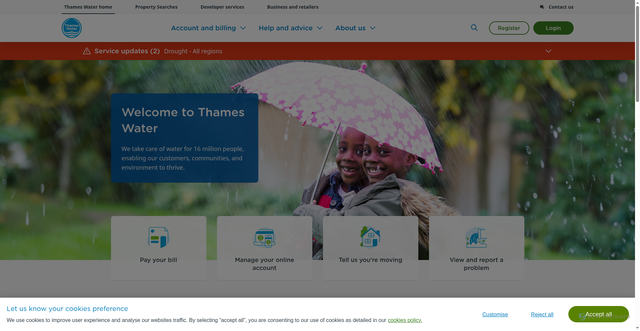 Security scan screenshot of https://www.thameswater.co.uk/