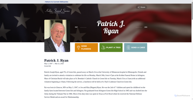 Security scan screenshot of https://www.koldenfuneralhome.com/obituaries/patrick-ryan