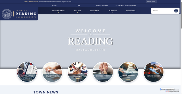 Security scan screenshot of https://readingma.gov/