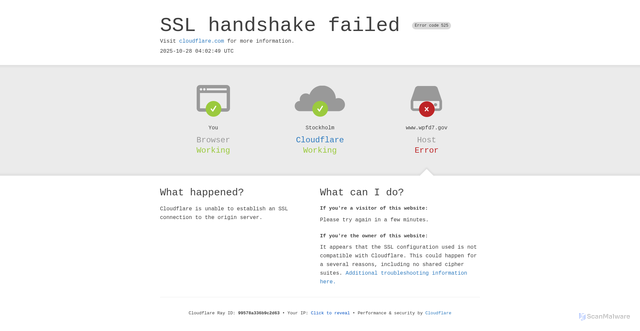 Security scan screenshot of http://www.wpfd7.gov/