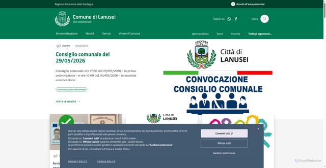 Security scan screenshot of https://www.comunedilanusei.it