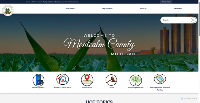 Security scan screenshot of https://montcalmcountymi.gov/