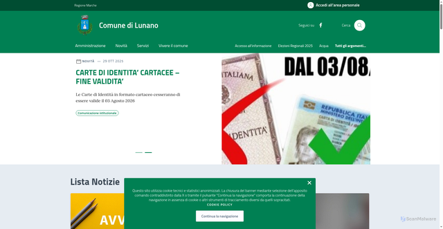 Security scan screenshot of https://comune.lunano.pu.it/