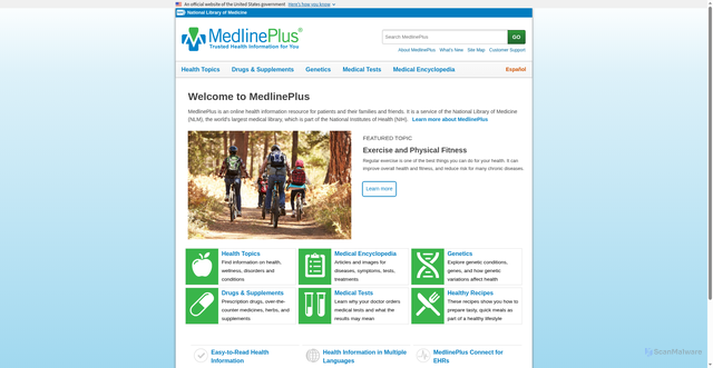 Security scan screenshot of https://medlineplus.gov/