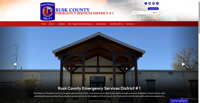 Security scan screenshot of https://www.ruskcountytxfire.gov/